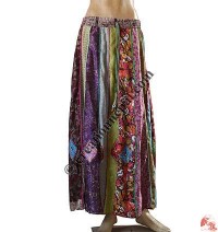 Sari silk vertical patch skirt