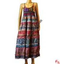 Rib-top sari silk layer dress