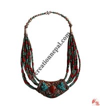 Turquiose-colral Tibetan necklace