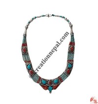 Turquoise-coral Tibetan necklace2