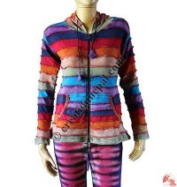 Rainbow stripes rib jacket1