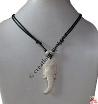 White Ganesha Bone Pendant