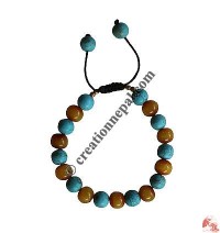 Turquoise-amber beads wristband