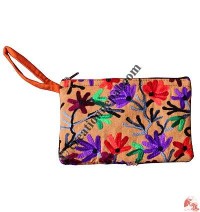 Embroidered denim hand purse