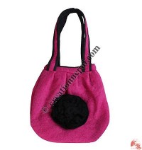 Flower attached narrow-top Bag