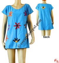 Flowers patch short sleeves top