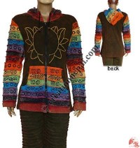 Lotus design rainbow sleeves hoodie