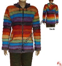 Rainbow stripes stone wash hoodie