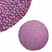 Felt balls round rug2 - 200 cm