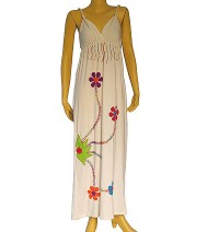 Flower embroidered long halter dress