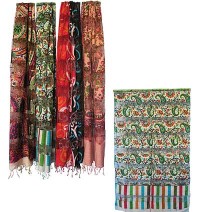 Semi-transparant Raw silk printed shawl