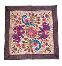 Elephant-Peacock arts square table cover