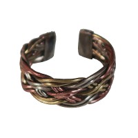 Raw braided 3-metal finger ring