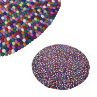 Felt balls round rug - 120 cm