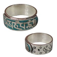 Carved white metal Mantra finger ring1