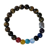Tiger-eye and mixed beads wristband