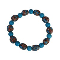 Turquoise and decorated beads wristband