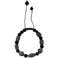 Black onyx-decorated beads bracelet