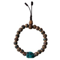 Decorated wooden beads wrist mala