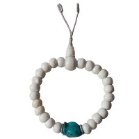 Bone beads with turquoise wrist mala