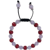 Rose quartz and coral beads bracelet