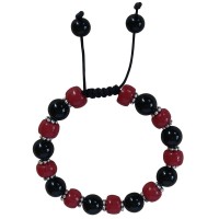 Black onyx-coral beads bracelet