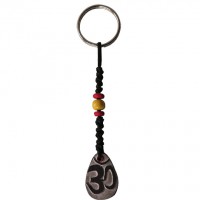 Om and Ganesh carved stone key ring