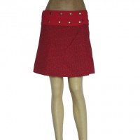 Prints and plain red reversible skirt