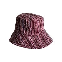 Hemp-cotton red stripes bucket hat