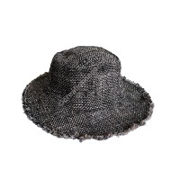 Borla hemp black-mixed frills hat
