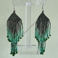 Mixed green 2-step frills large earring 