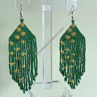 Star pattern frills green medium earring