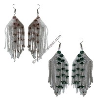 Star pattern frills silver small earring
