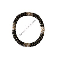 Black white and gold mix beads bracelet