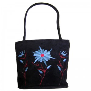 Floral emb  faux suede totes bag