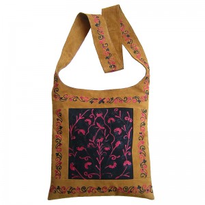 Leather suede wide-strap Lama bag
