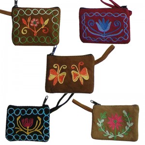 Leather suede tiny coin purse