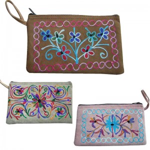 Leather suede floral purse