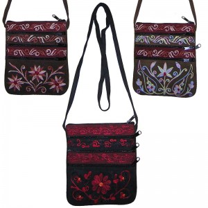 Leather suede 3-zipper passport bag