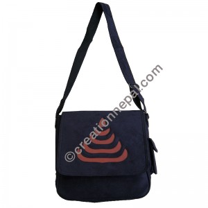 Leather suede stupa art shoulder bag
