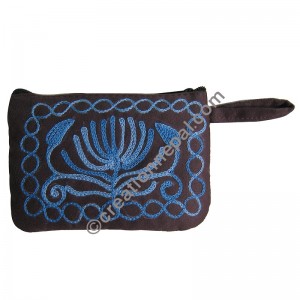 Leather suede floral coin purse