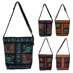 Patch work faux suede bag1