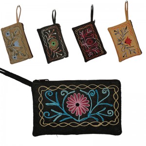 Floral faux suede simple purse