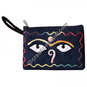 Faux suede Buddha eye purse