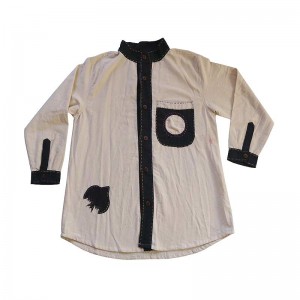 Cotton circle patch round-neck shirt