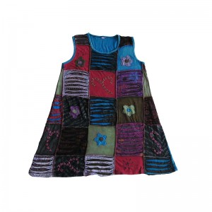 Razor-cut square patches dress