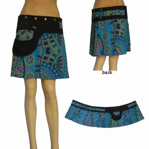 Buttons adjusted printed short skirt