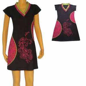 Contrast color prints patch dress