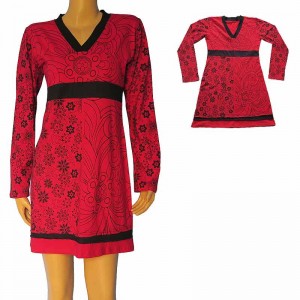 Flowers printed long sleeves dress