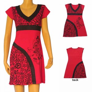 Prints and plain sleeveless dress